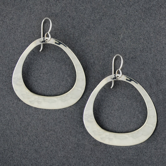 Sterling Silver Hammered Rounded Triangle Earrings