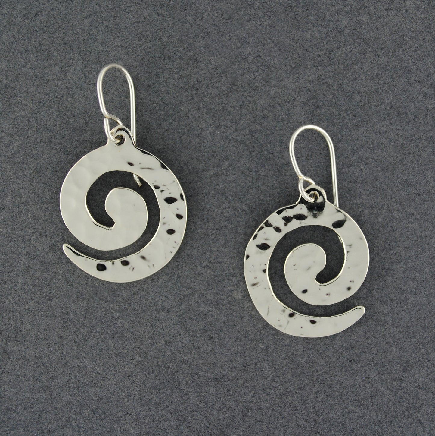 Sterling Silver Thick Hammered Spiral Earrings