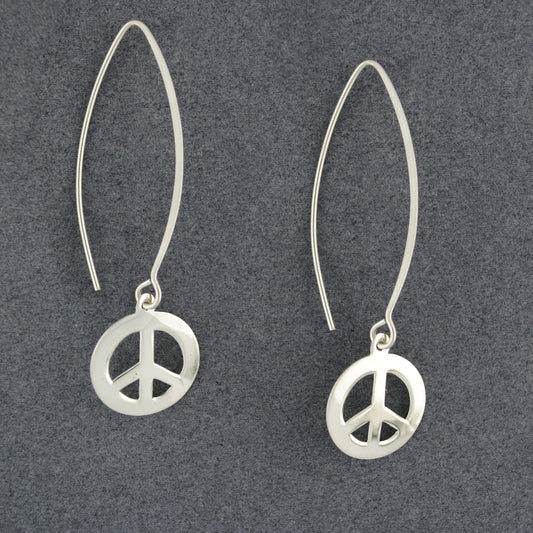Sterling Silver Peace Sign on Wire Earrings