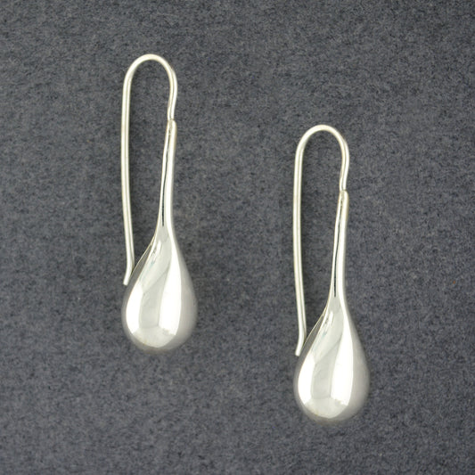 Sterling Silver Small Puffed Teardrop Earring