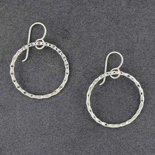 Sterling Silver Thin Hammered Hoop