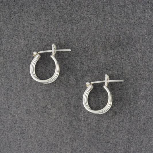 Sterling Silver Small Triple Strand Hoop Earrings