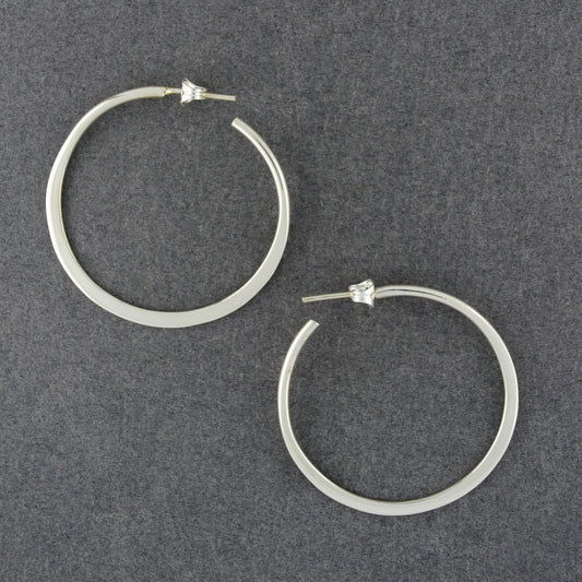 Sterling Silver Large Light Flat Hoop Earrings