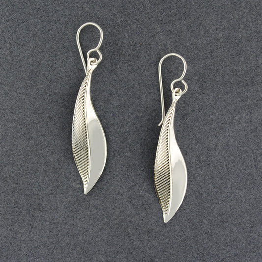 Sterling Silver Dual Texture Leaf Earrings