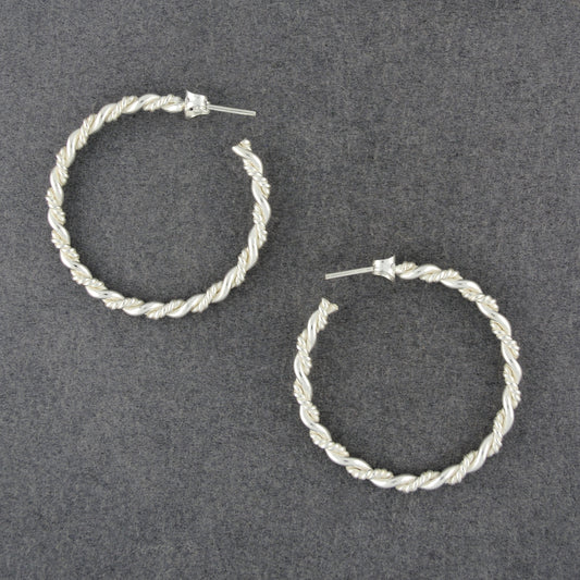 Sterling Silver Large Twisted Hoop