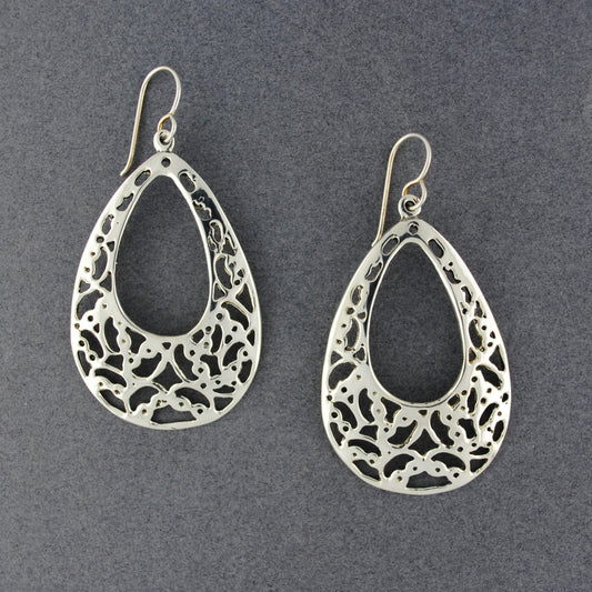 Sterling Silver Cut Out Teardrop Earrings