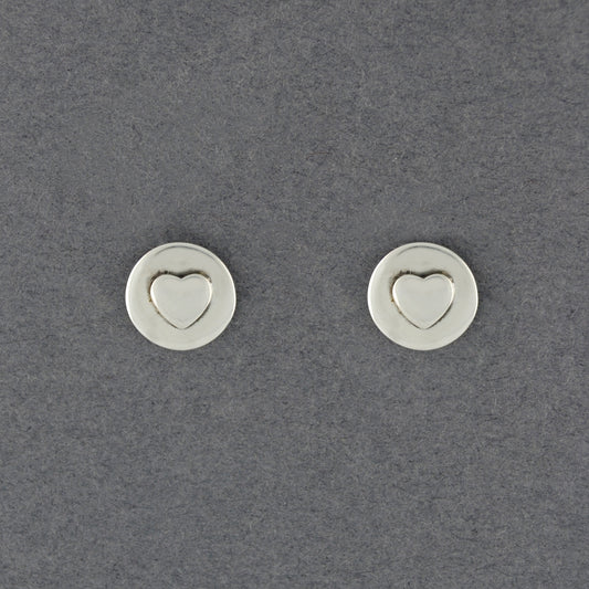 Sterling Silver Heart on Circle Post Earrings