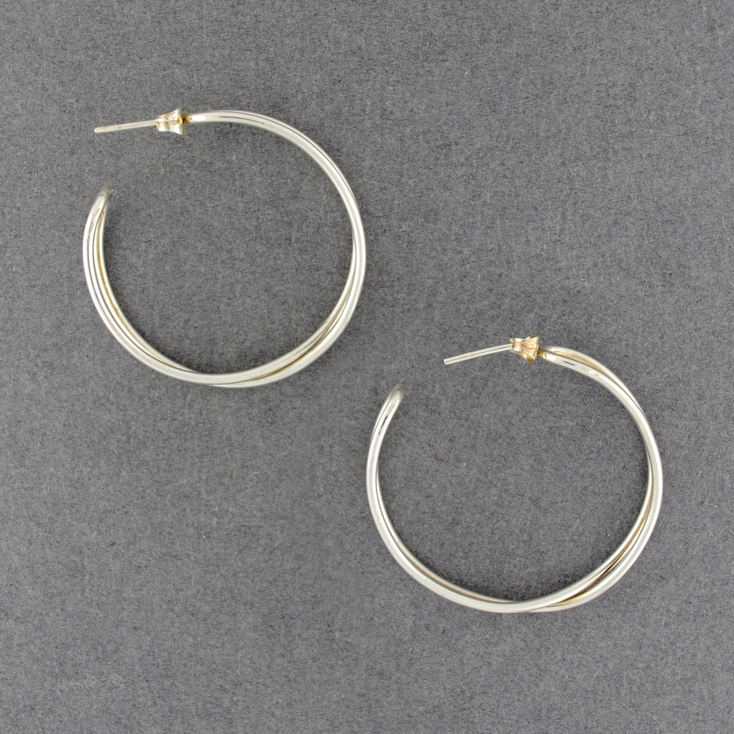Sterling Silver Crossover Hoop Earrings