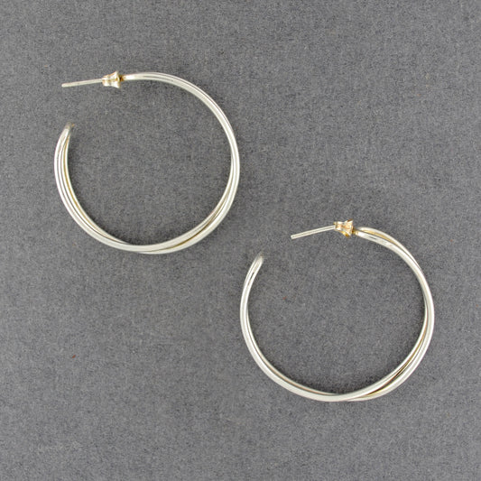 Sterling Silver Crossover Hoop Earrings