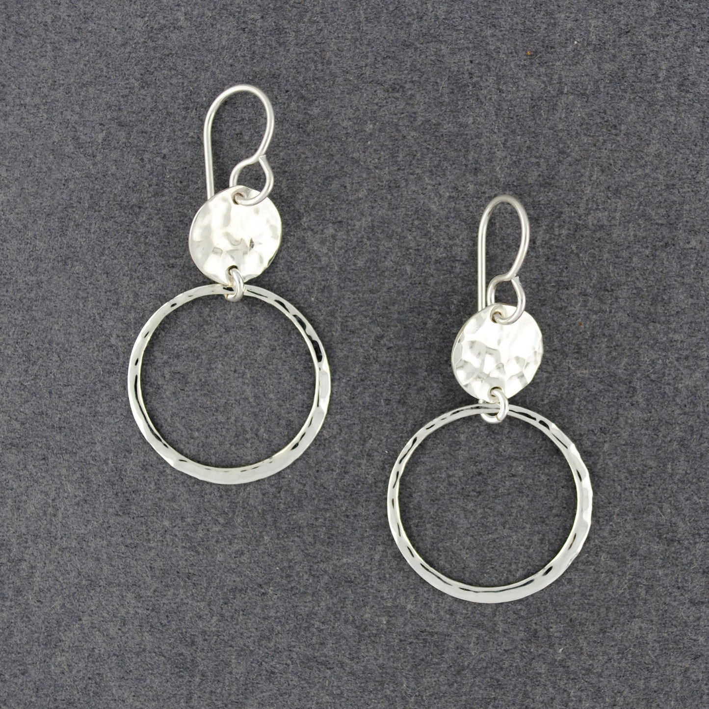 Sterling Silver Hammered Dangling Disc Earrings