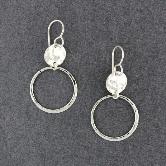 Sterling Silver Hammered Dangling Disc Earrings