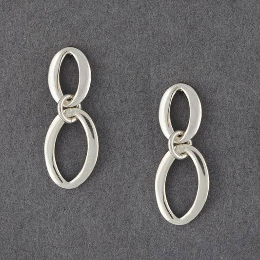 Sterling Silver Oval Dangle Post Earrings