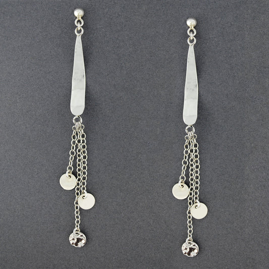 Sterling Silver Long Dangling Circles on Chains Earrings