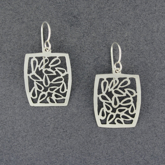 Sterling Silver Cutout Drops Rectangle Earrings