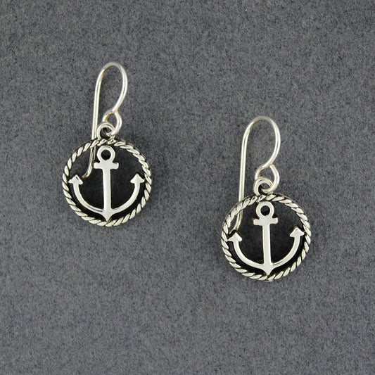 Sterling Silver Anchor with Rope Earrings