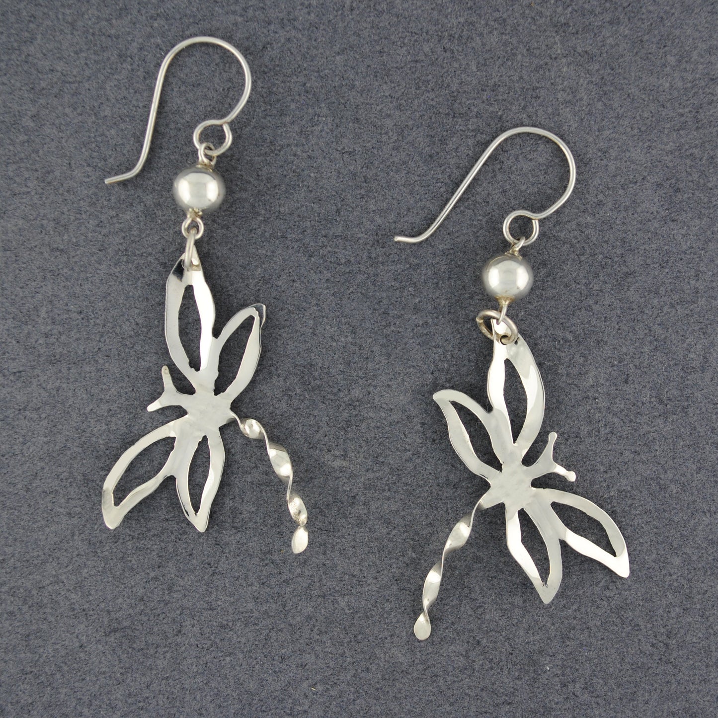 Sterling Silver Dragonfly with Sphere Earrings