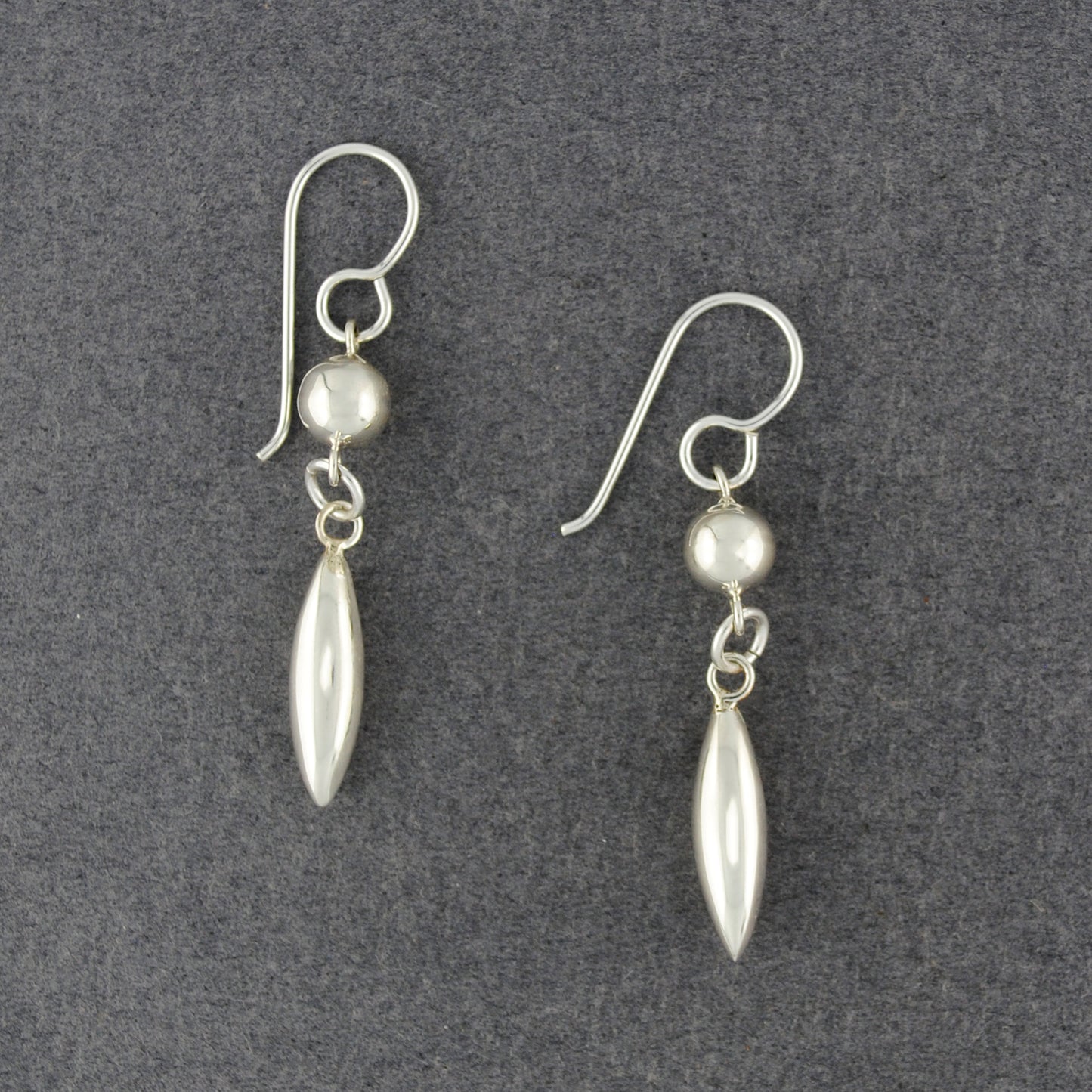 Sterling Silver Sphere and Pointed Drop Earrings