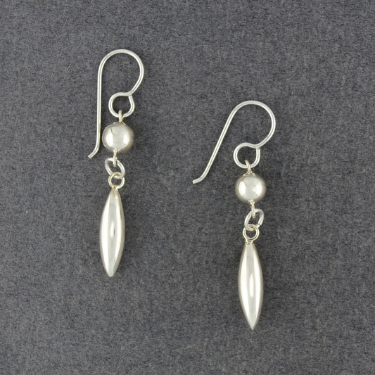 Sterling Silver Sphere and Pointed Drop Earrings