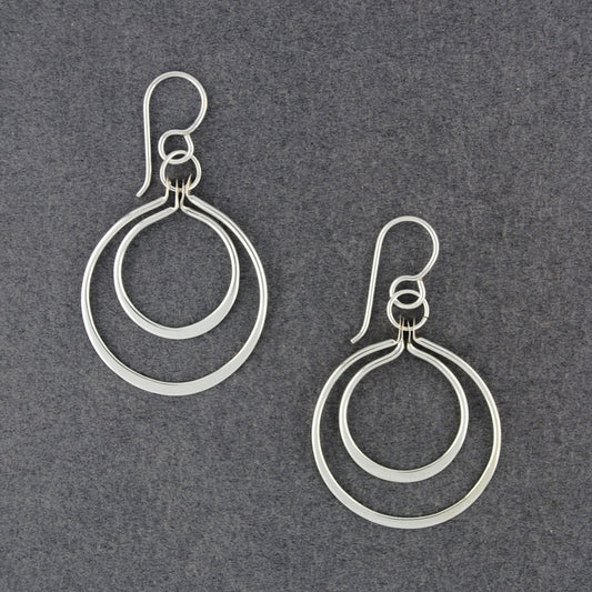Sterling Silver Circle in Circle Earrings