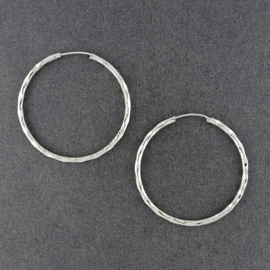 Sterling Silver Molded Continuous Hoop Earrings