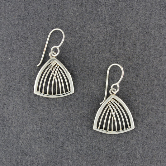 Sterling Silver Lined Triangle Earrings