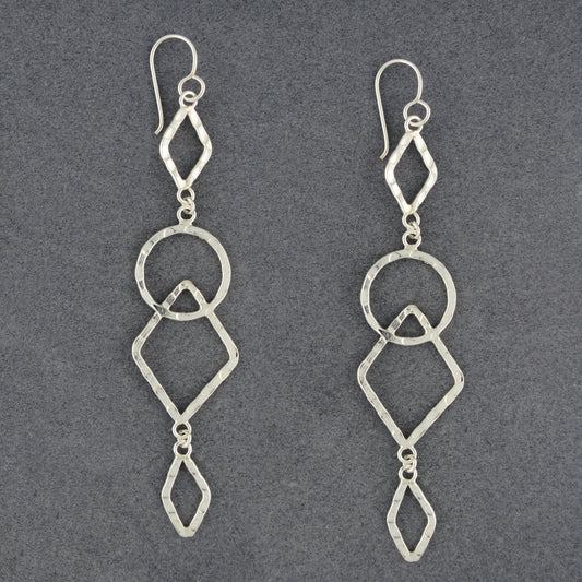 Sterling Silver Hammered Multi Shape Dangle Earrings