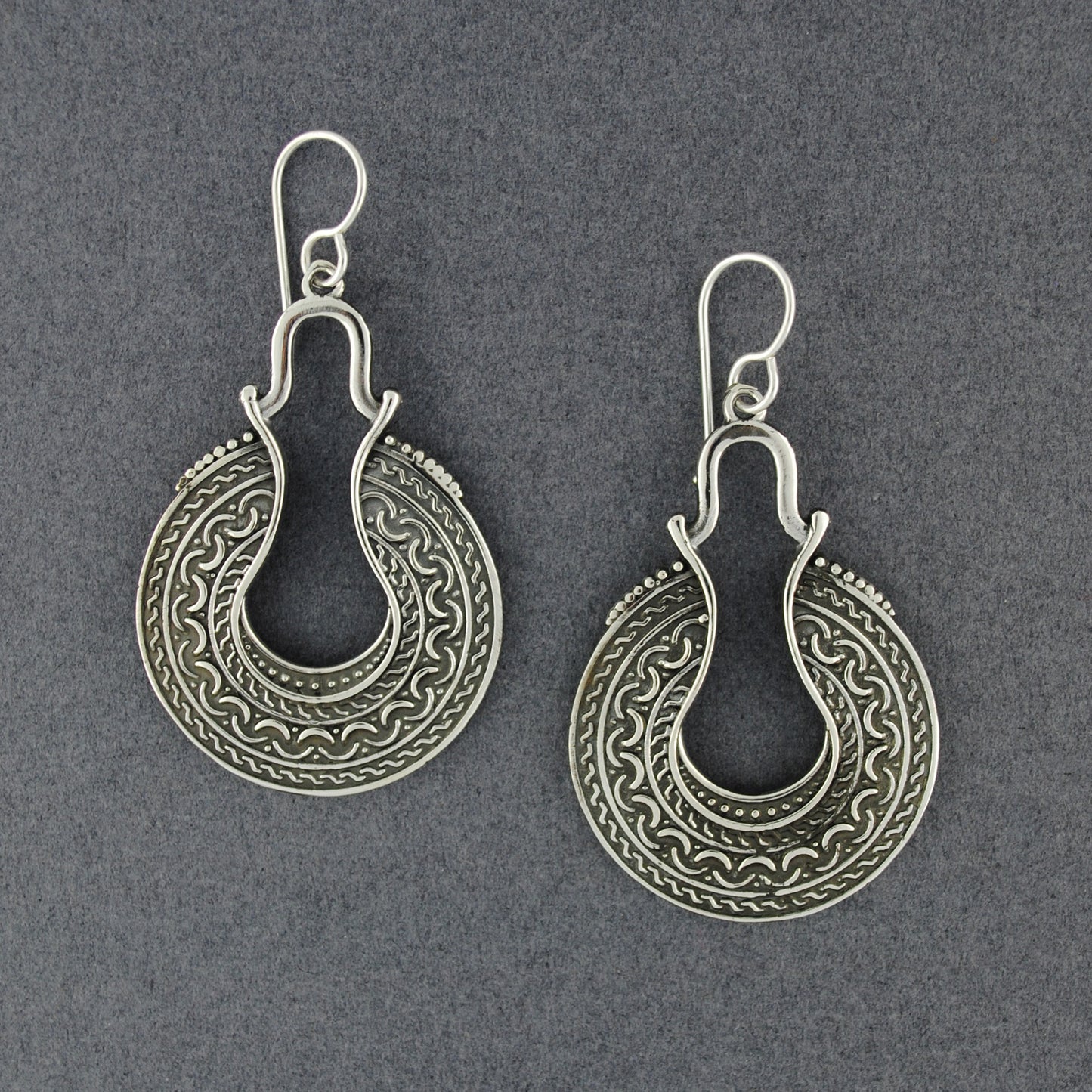 Sterling Silver Antiqued Layered Circle Earrings