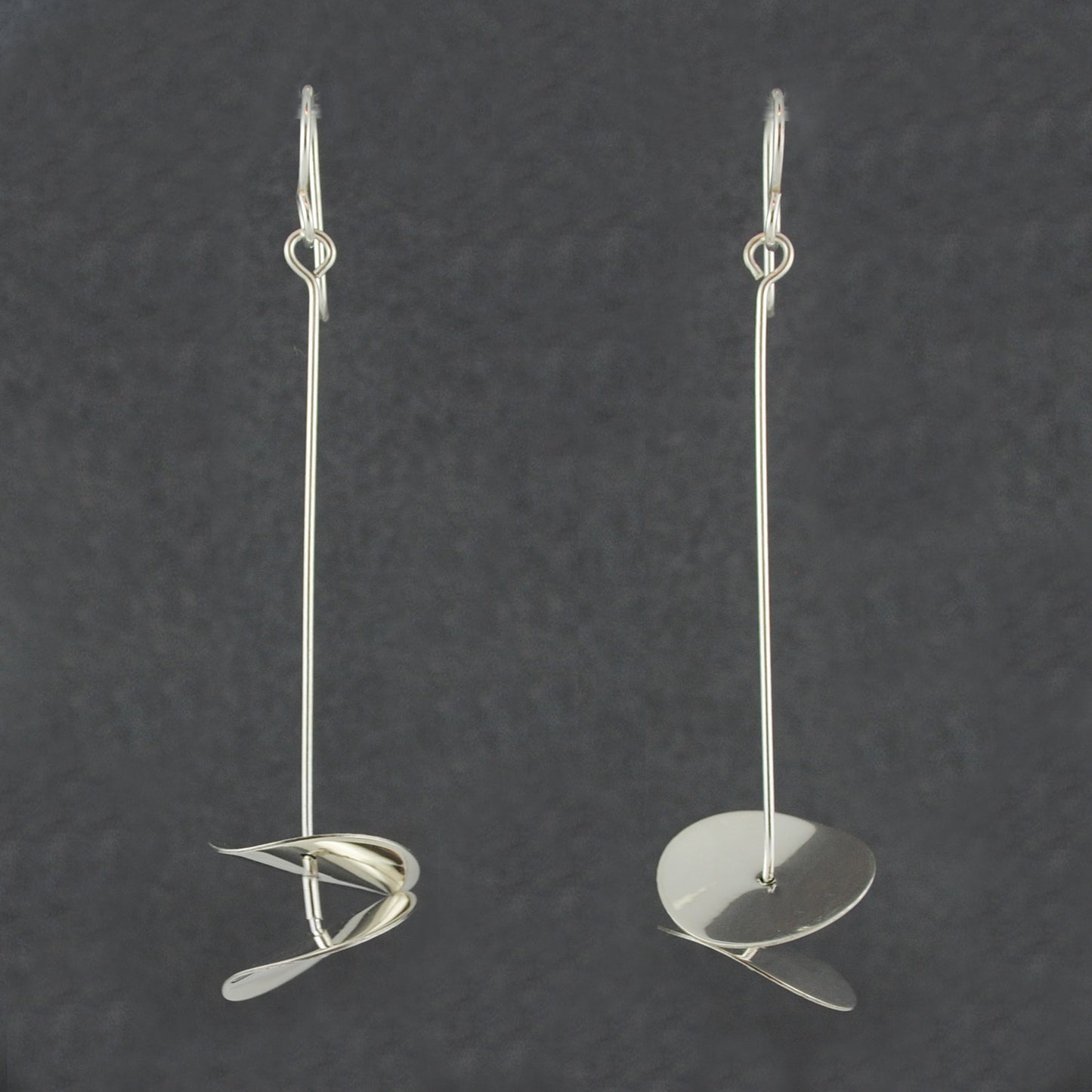 Sterling Silver Floating Discs Dangle Earrings