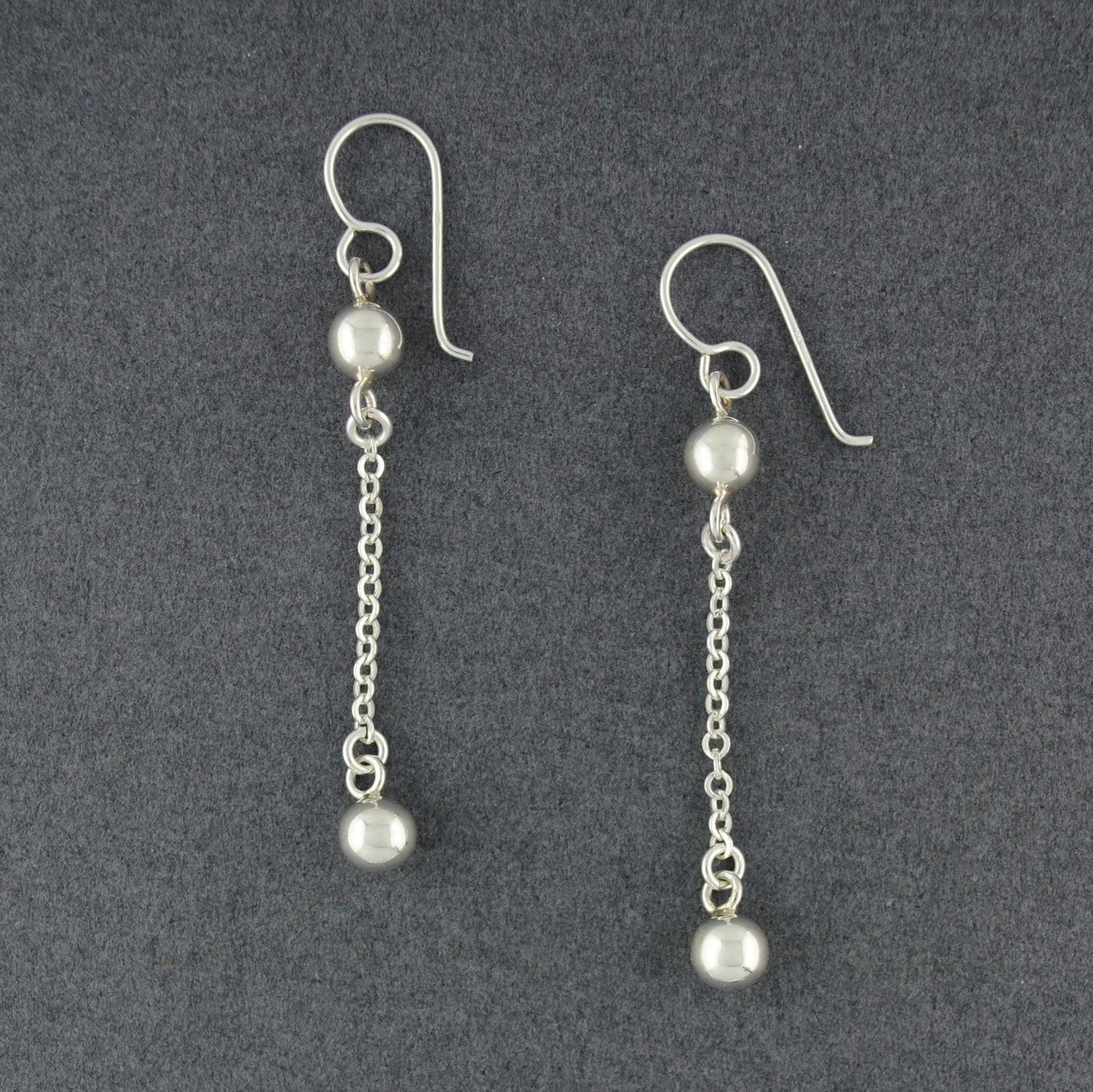 Sterling Silver Ball and Chain Earrings