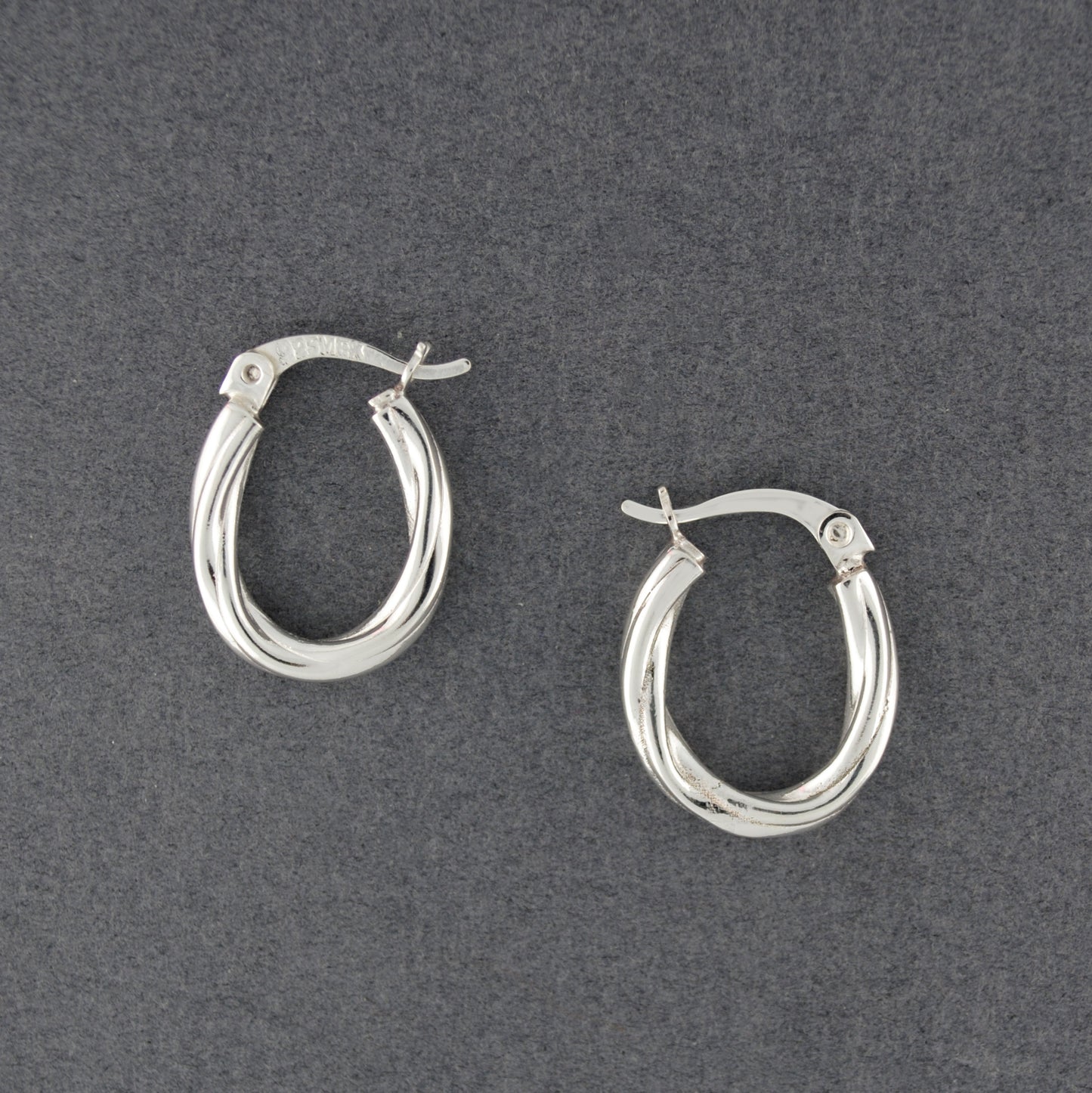 Sterling Silver Twisted Oval Hoop