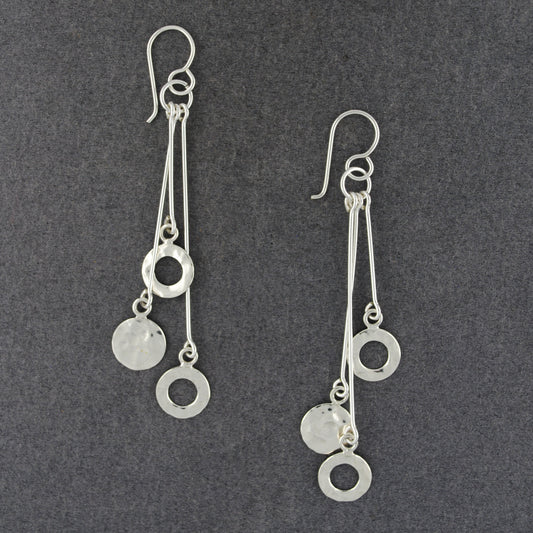 Sterling Silver Dangling Hammered Circles Earrings