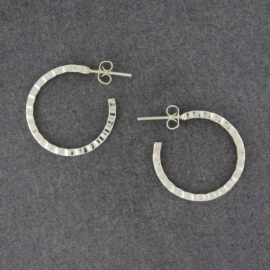 Sterling Silver Medium Notched Hoop Earrings