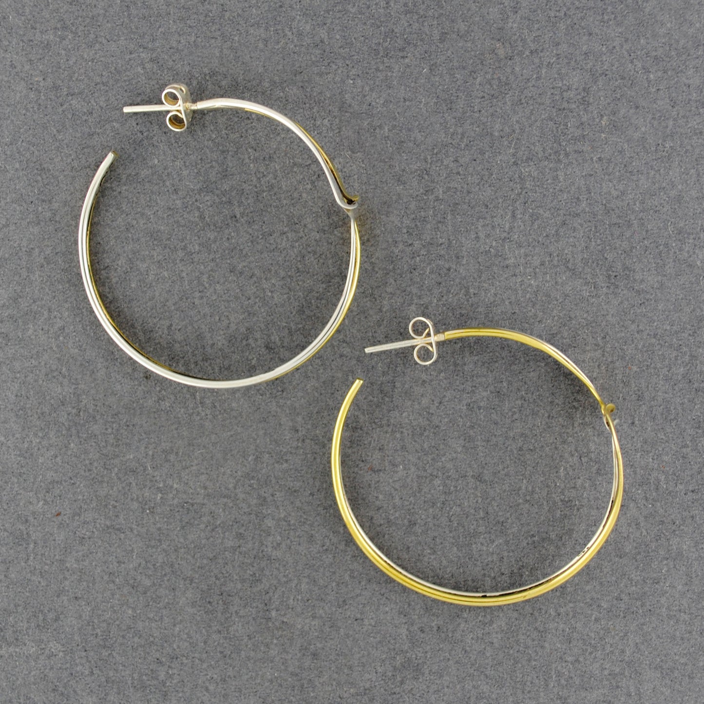 Sterling Silver Two Tone Wave Hoop Earrings
