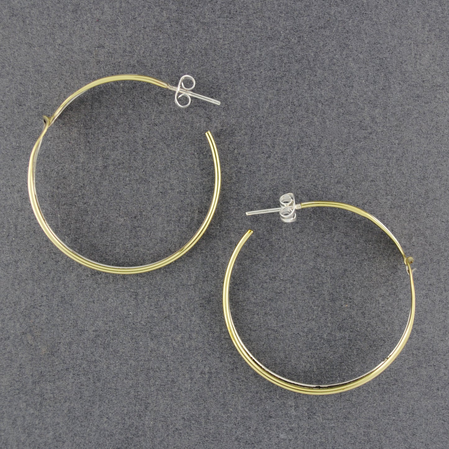 Sterling Silver Two Tone Wave Hoop Earrings