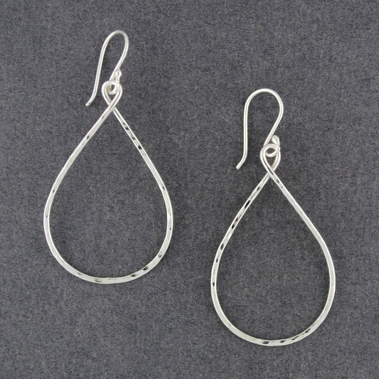 Sterling Silver Hammered Open Drop Earrings