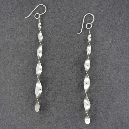 Sterling Silver Long Twisted Earrings