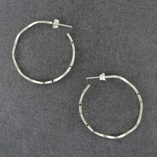 Sterling Silver Wavy Hoop Earrings