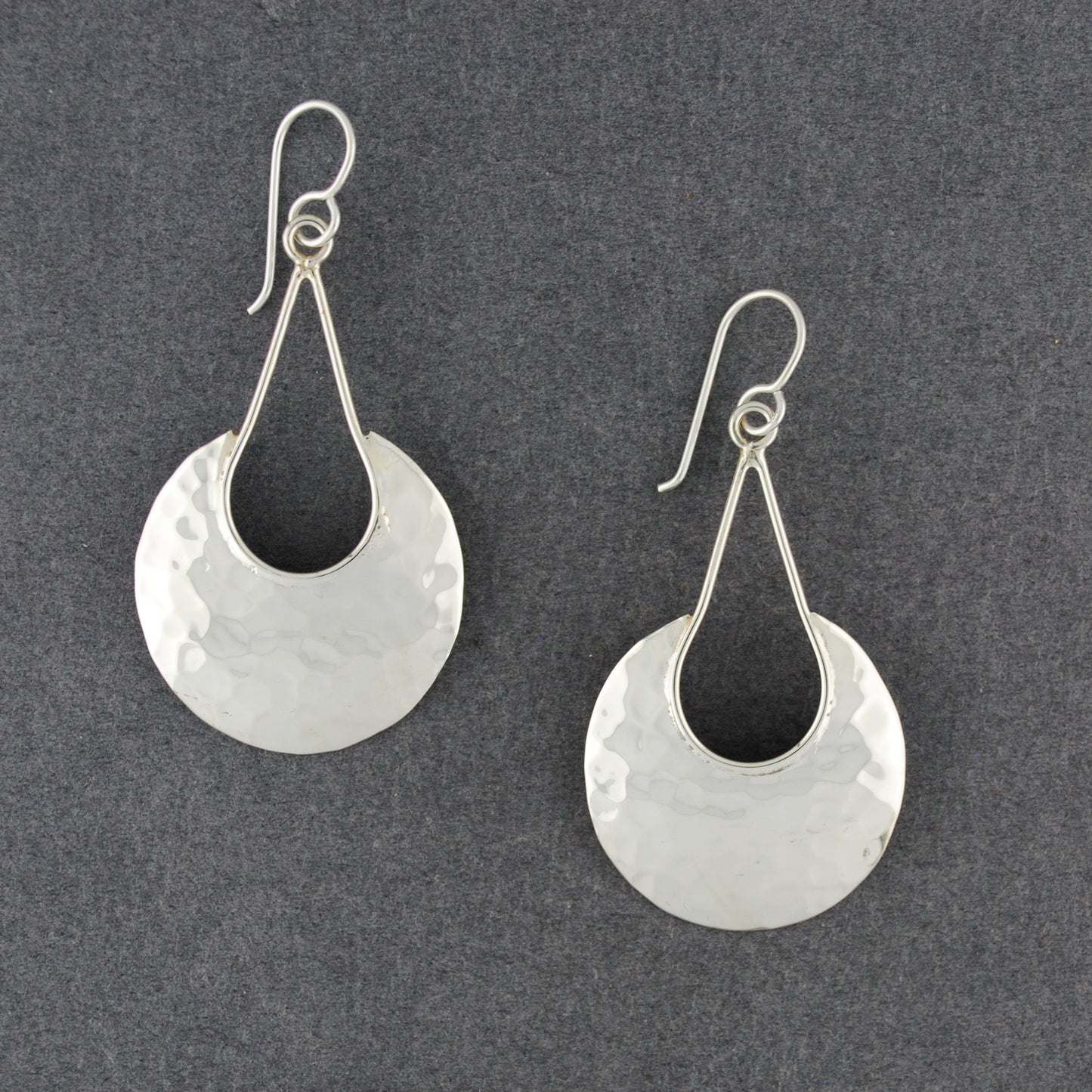 Sterling Silver Large Hammered Drop Earrings