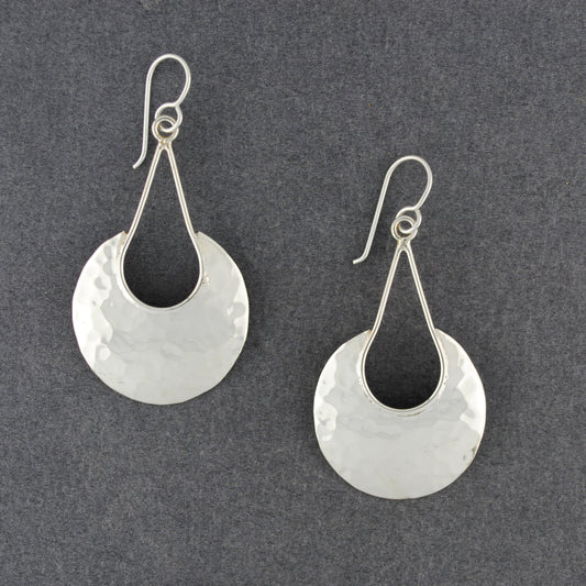 Sterling Silver Large Hammered Drop Earrings