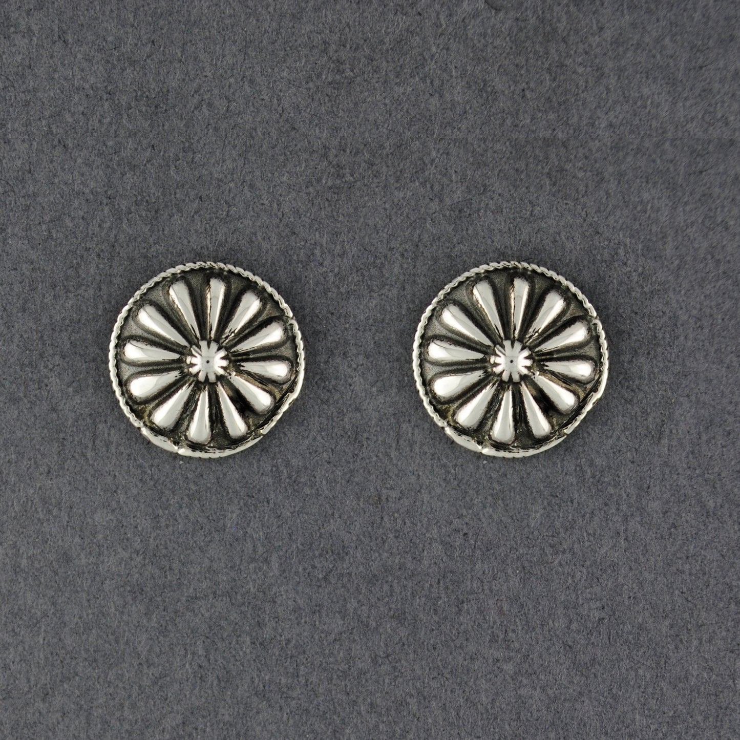 Sterling Silver Antiqued Button Post Earrings