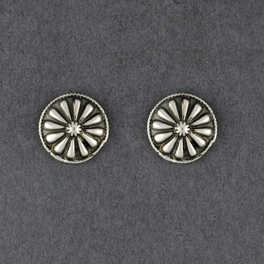 Sterling Silver Antiqued Button Post Earrings