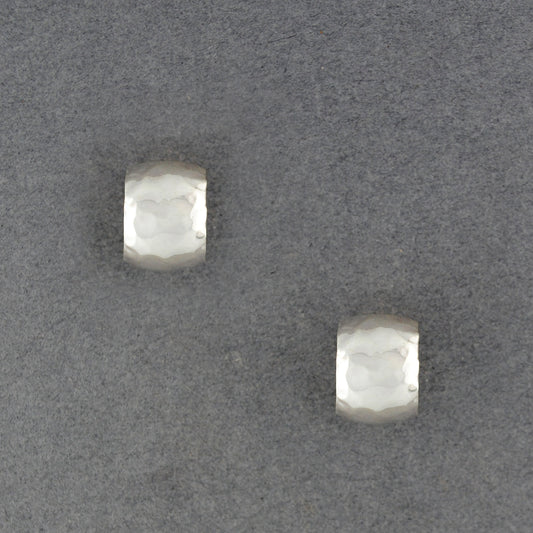 Sterling Silver Small Wide Hammered Hoop Earrings
