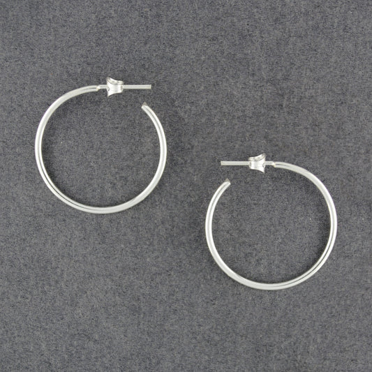 Sterling Silver Simple Medium Hoop Earrings