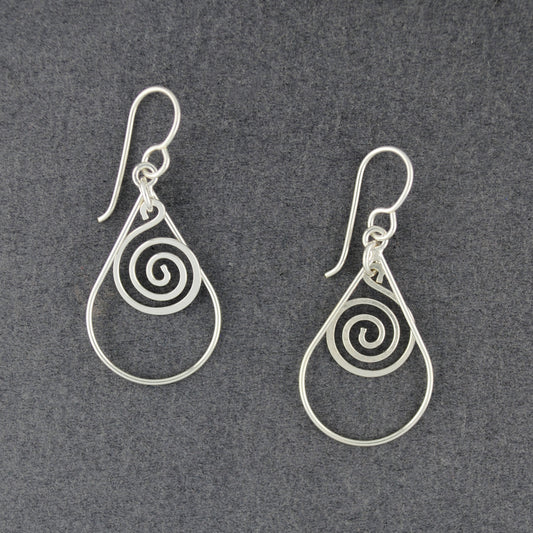 Sterling Silver Spiral in Teardrop Earrings