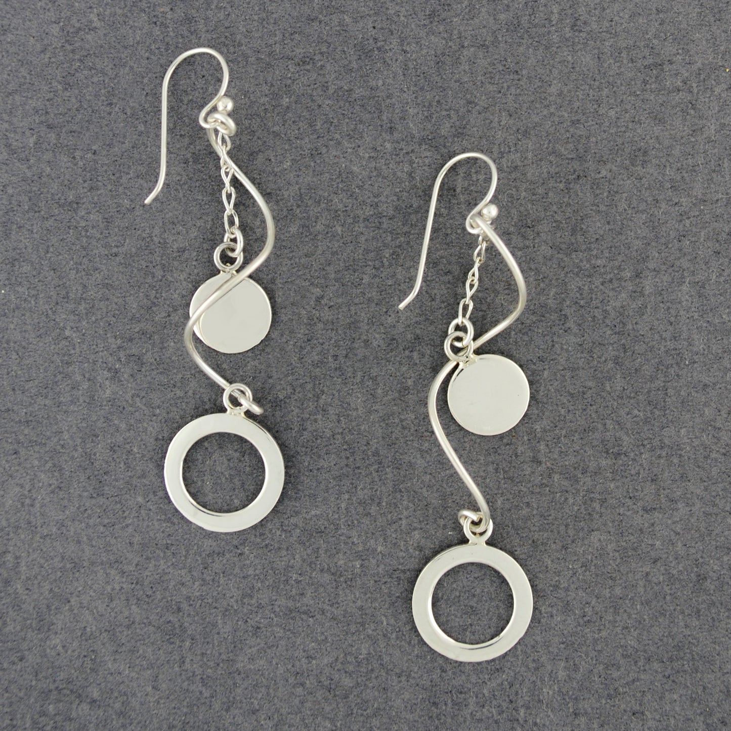 Sterling Silver Discs on Chain Earrings