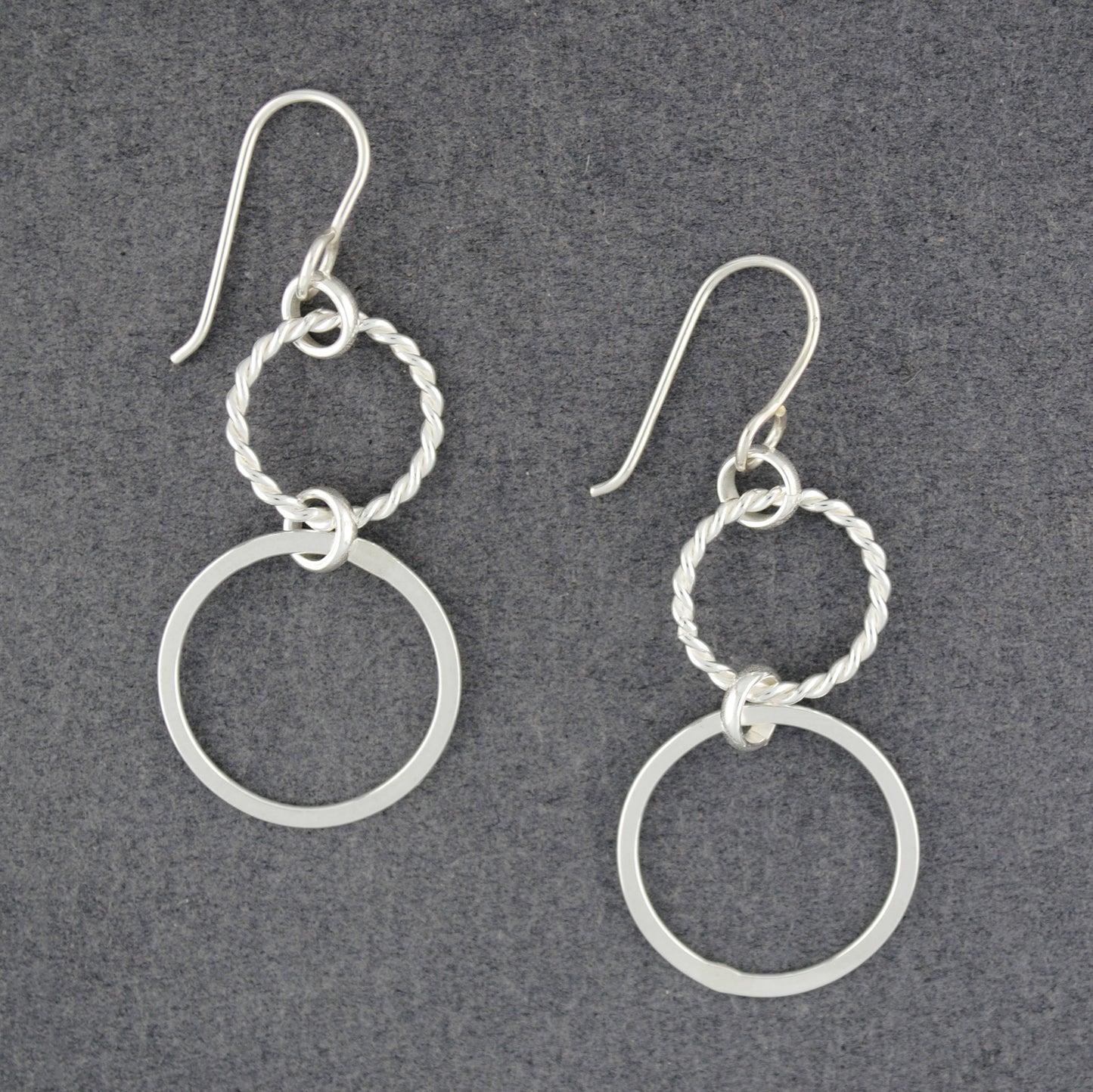 Sterling Silver Twisted & Flat Circle Earrings