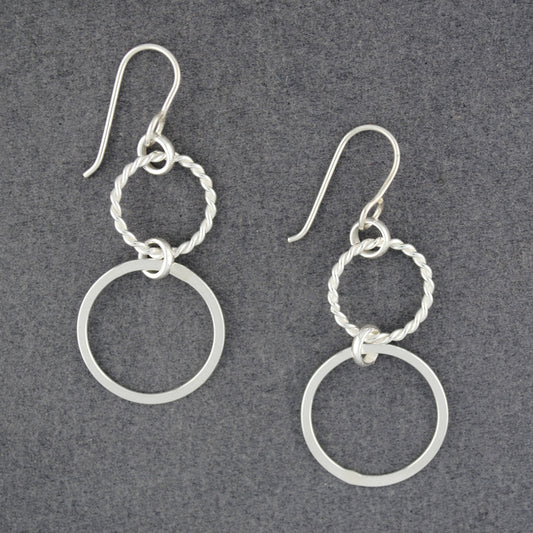 Sterling Silver Twisted & Flat Circle Earrings