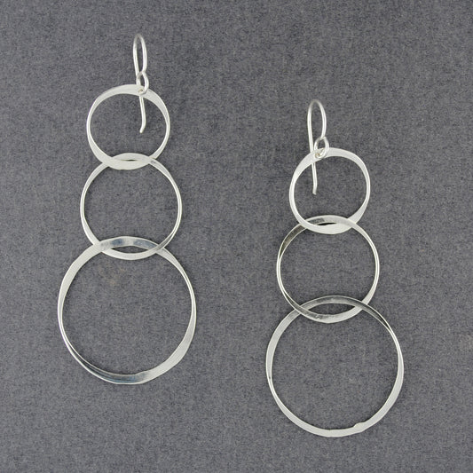 Sterling Silver Flattened Circles Dangle Earrings