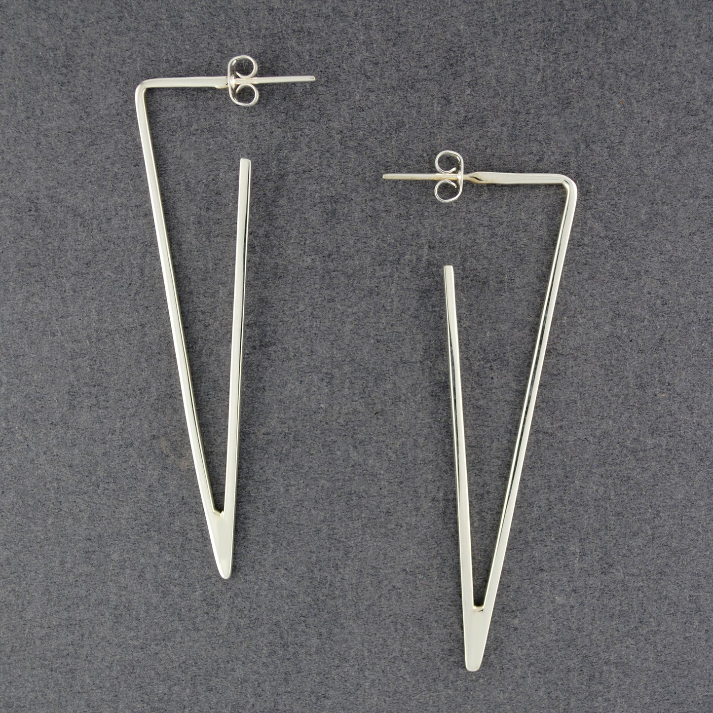 Sterling Silver Long Triangle Hoop Earrings