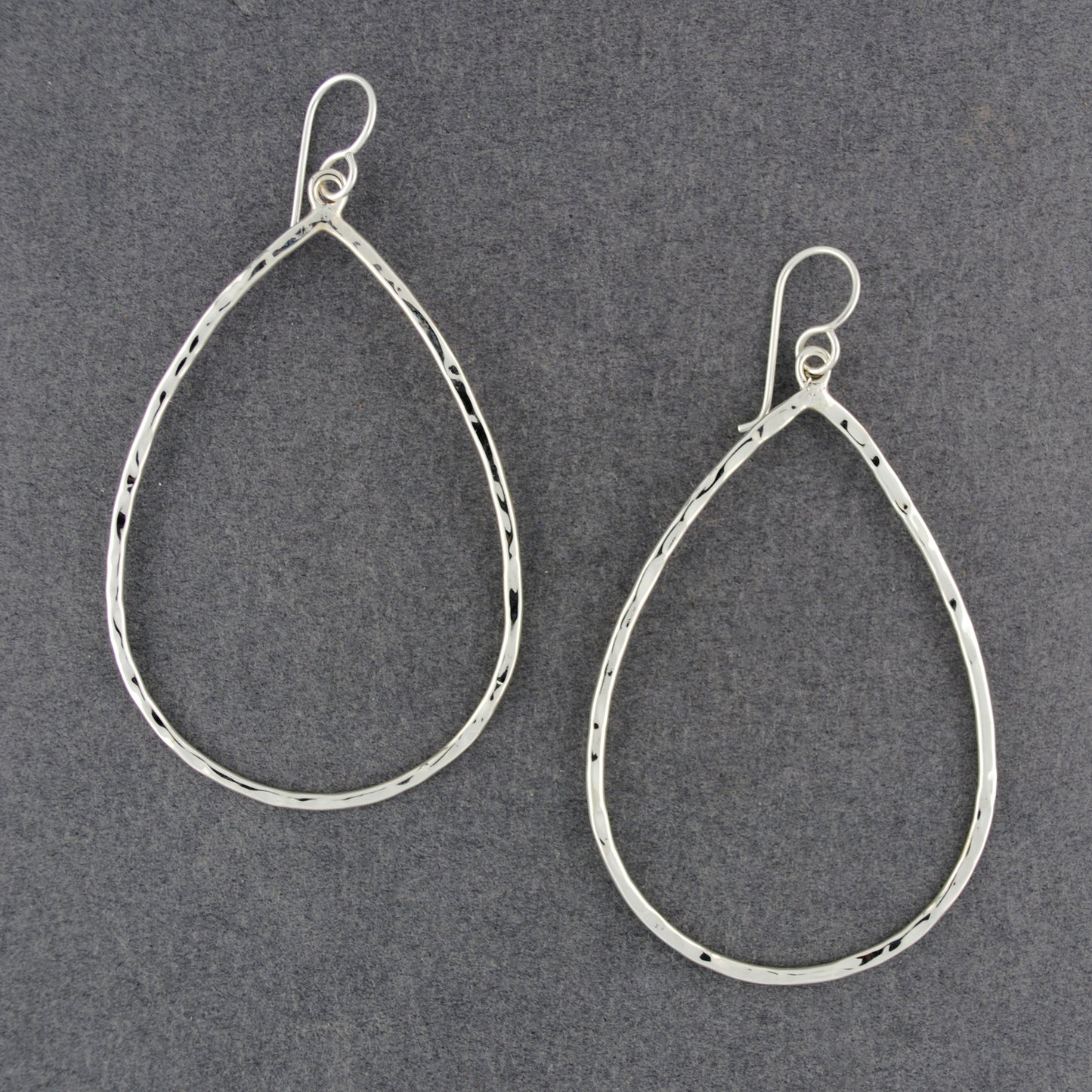 Sterling Silver Large Hammered Teardrop Earrings
